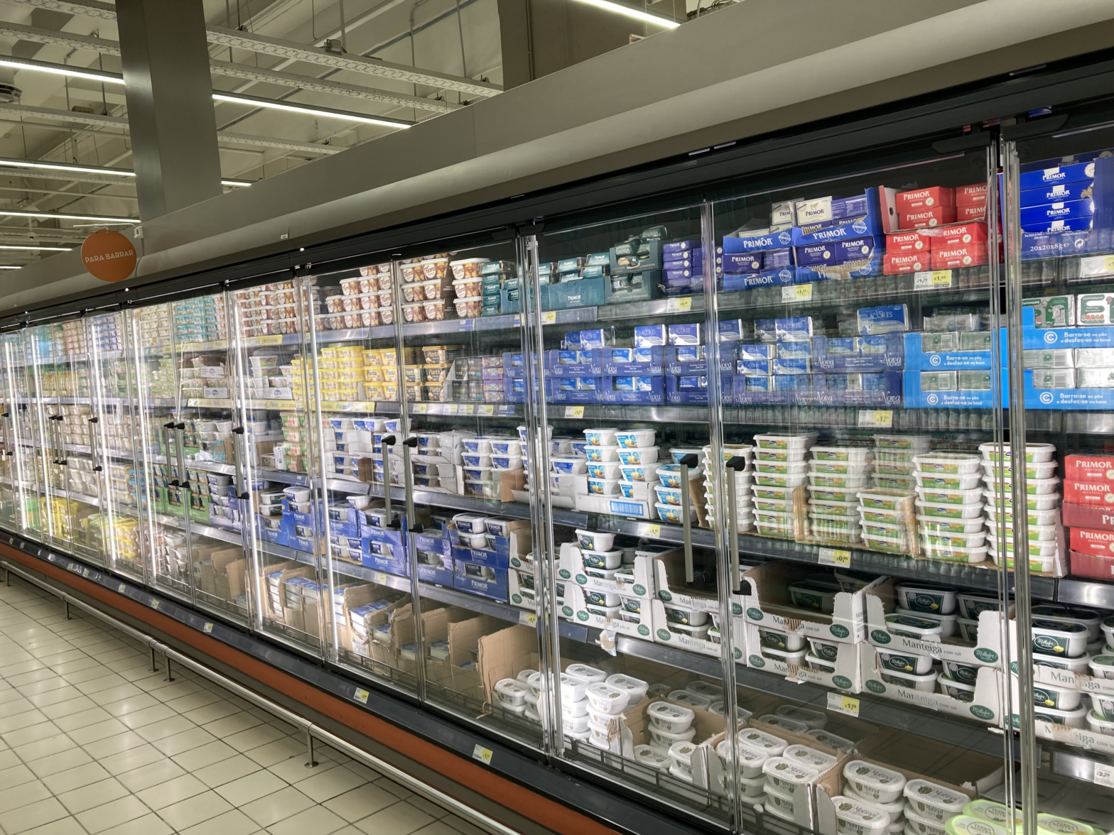 aisle of butter in a hiper mercado grocery store